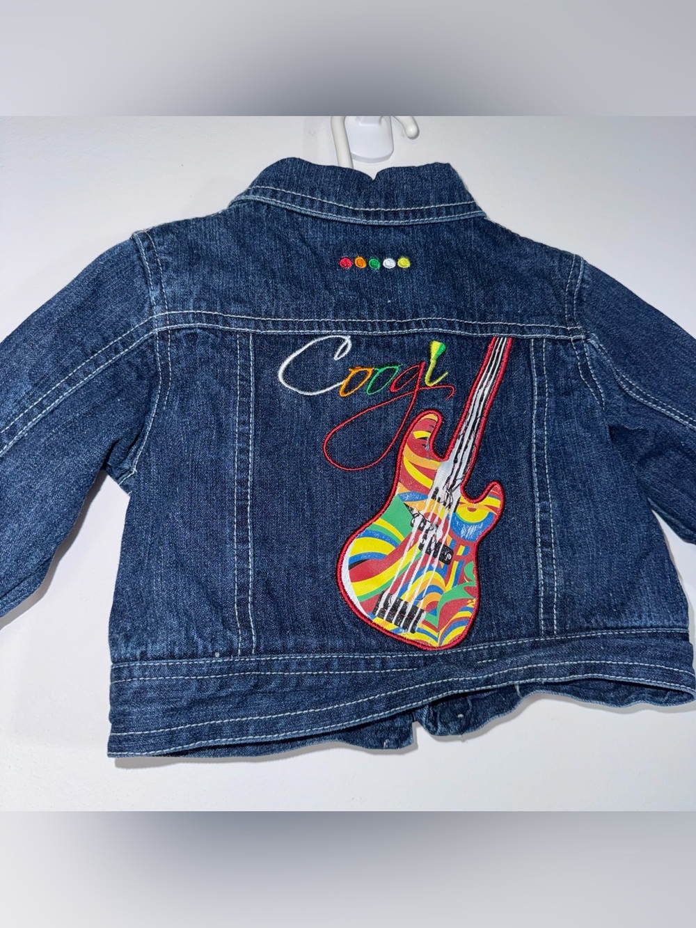 Coogi Baby Denim Jacket 0-6M Rainbow Guitar Embroidered Jean Coat